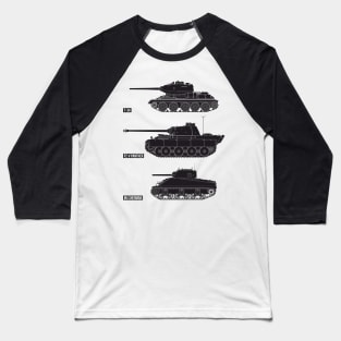 Three famous WW2 tanks of the USSR, Germany and the USA (black) Baseball T-Shirt